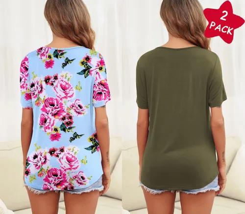 Miniatura 5 de Ekouaer Camisetas de lactancia de manga corta para mujer, de doble capa, tallas S-XXL