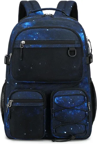 Miniatura 10 de Lohol Mochila resistente al agua con múltiples bolsillos para la escuela, viajes al aire libre, universidad, bolsa para laptop de 15.6 pulgadas