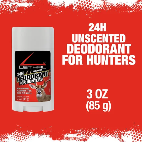 Miniatura 2 de LETHAL Desodorante en barra para cazadores, protección las 24 horas para hombres y mujeres, sólido invisible, sin aluminio, sin perfume, 3 onzas