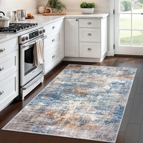 Miniatura 562 de IOHOUZE Alfombra abstracta lavable de 3 x 12 pies para pasillos, antideslizante para cocina, camino de entrada de lana sintética para interiores