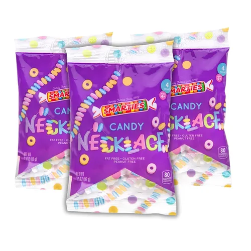 Smarties Collar de caramelo – Caramelo a granel – Sin gluten y vegano, sabor a fruta, caramelo duro en cuerda elástica – Perfecto para cumpleaños y