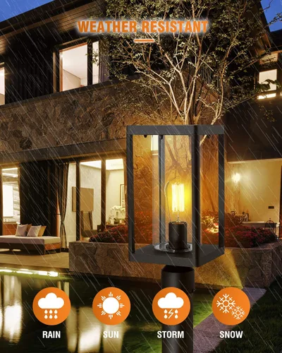 Miniatura 6 de Beionxii Farol de poste para exteriores, luminaria de poste moderna grande de 20 pulgadas, luces de pilar exteriores con base de montaje para pilar