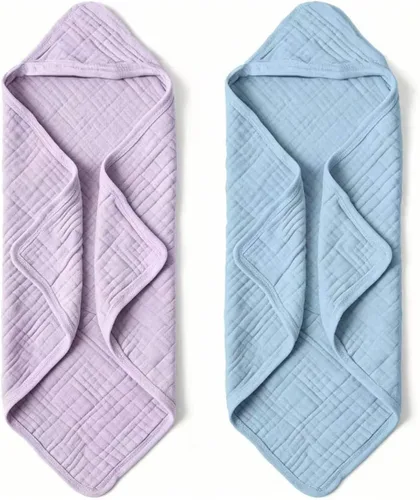 Miniatura 12 de Toallas de baño con capucha de muselina orgánica, paquete de 2 toallas de baño 100% algodón orgánico para bebés, bebés, niños pequeños, 32 x 32