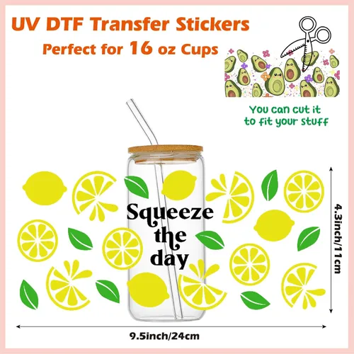 Miniatura 2 de Envolturas de Vasos UV DTF para Vasos de 16 oz, 10 Hojas de Calcomanías de Transferencia por Frotado para Manualidades, Envoltura de Vinilo