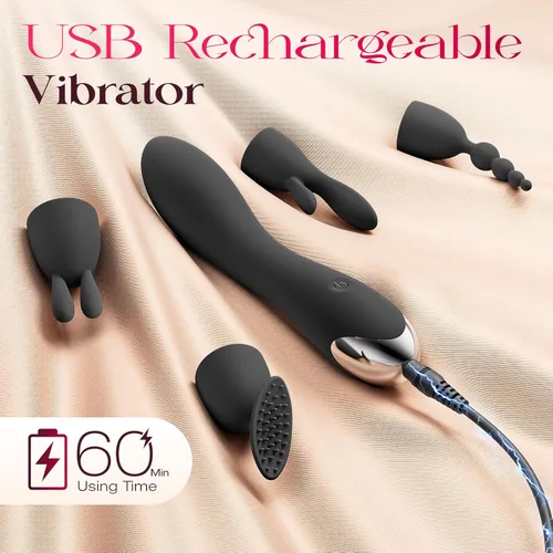 Miniatura 8 de MOOLIGIRL Dildo Vibrator Kits, Women Sex Toys Adult Toy with 4 Replacement Silicone Heads, 20 Modes Waterproof IPX6 G Spot Vibrators for Clitoral