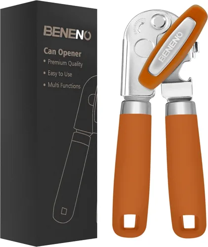 Miniatura 8 de Beneno Abrelatas manual resistente con imán, hoja de acero al carbono afilada duradera, corte suave, gran perilla de ahorro de esfuerzo y mango