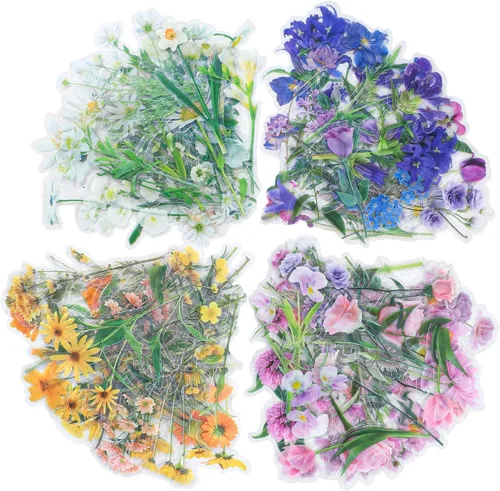 160 piezas de calcomanías de flores naturales para álbumes de recortes, calcomanías autoadhesivas para álbumes de recortes, suministros para diario