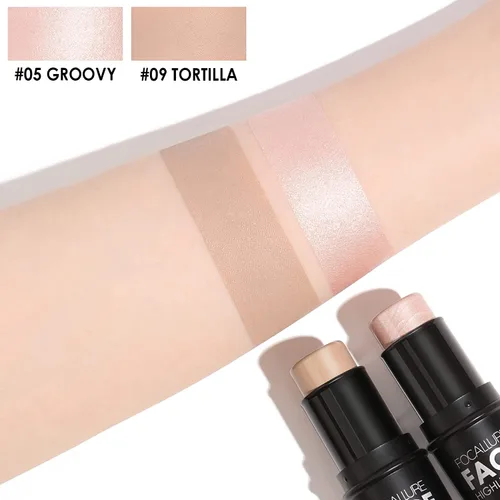 Miniatura 3 de FOCALLURE 2 Piezas Barra de Contorno de Crema Mineral, Iluminador Hidratante y Lápiz Bronceador, Lápiz Facial Antiadherente que Ilumina y Matiza