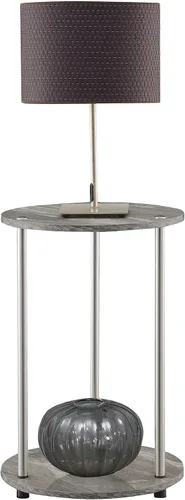 Miniatura 6 de Convenience Concepts Designs2Go No Tools - Mesa auxiliar redonda de 2 niveles, mármol gris sintético/cromo