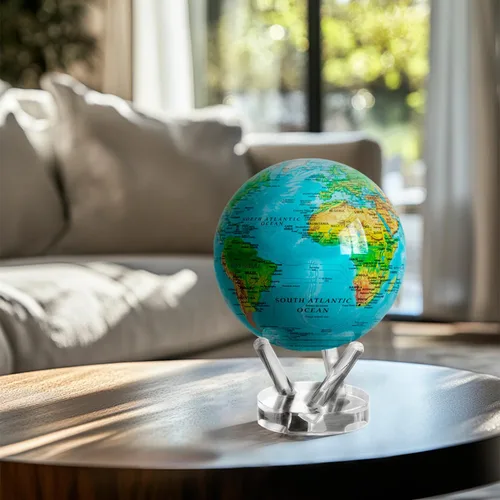Miniatura 6 de Globo terráqueo Mova, azul con relieve de 4,5 pulgadas