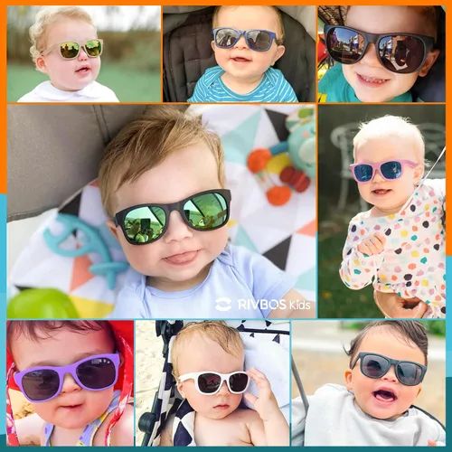 Miniatura 6 de RIVBOS Gafas de sol para bebés niños y niñas con correa UV400 polarizadas flexibles para niños pequeños, bebés y recién nacidos (0-24 meses) RBK0231