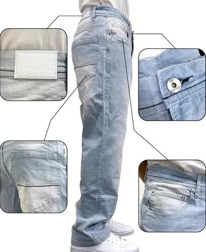 Miniatura 4 de Southpole Mens Mid Rise Stretchable Straight Relaxed Fit Cross Hatch Denim Pants