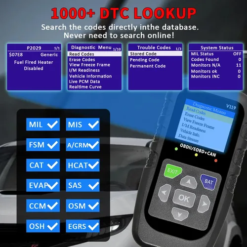 Miniatura 7 de Herramienta de diagnóstico OBD2 para coche, lector de código, probador de voltaje, código de falla de la luz de motor, OBD2/EOBD para vehículos