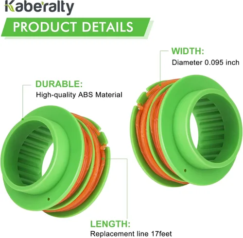 Miniatura 3 de Paquete de 4 carretes de recortadora AS1300 de 0.095 pulgadas y 17 pies compatibles con EGO de 15 pulgadas ST1502SA, ST1502XY, ST1500XY, ST1504SF