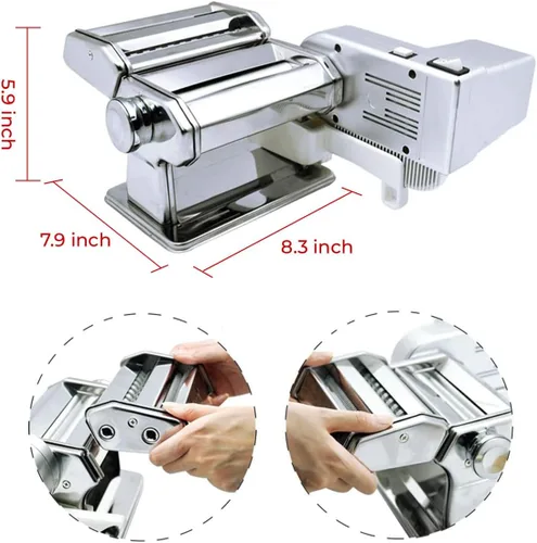 Miniatura 2 de Shule Máquina de pasta eléctrica con motor Máquina automática de pasta con manivela y rodillos multifuncionales