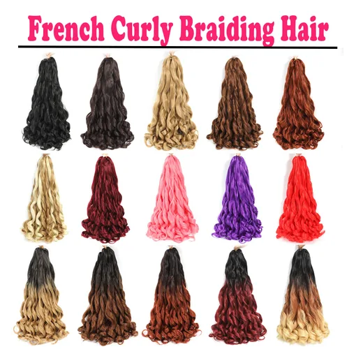 Miniatura 6 de Cabello Rizado Francés para Trenzar de 18 Pulgadas, 8 Paquetes Color Borgoña - Cabello para Trenzar Pre-Estirado con Rebote - Extensiones de Cabello