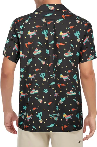 Miniatura 47 de Camisa hawaiana para hombre, con estampado floral, cómoda, con botones, casual, manga corta, ropa de playa para hombre