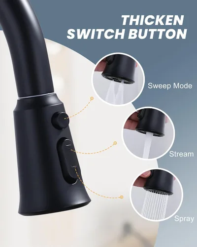 Miniatura 2 de WOWOW Cabezal de repuesto para grifo de cocina, cabezal rociador de grifo extraíble de 3 funciones con 9 adaptadores, boquilla rociadora de cocina