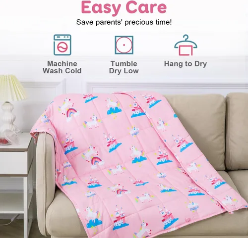 Miniatura 6 de Kivik Manta con peso de 3 libras, transpirable, pequeña y pesada, para dormir y relajarse, para cama, sofá, hogar, escuela, lavable a máquina