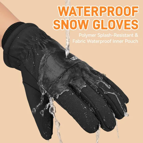 Miniatura 3 de ihuan Guantes de invierno para hombres y mujeres, impermeables, cálidos, guantes de nieve para clima frío, material térmico para esquí, snowboard