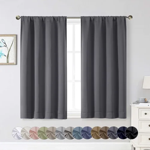 Miniatura 238 de Cortinas opacas para dormitorio, sala de estar, juego de 2 paneles de 54 pulgadas de largo, cortinas de oscurecimiento de habitación con aislamiento