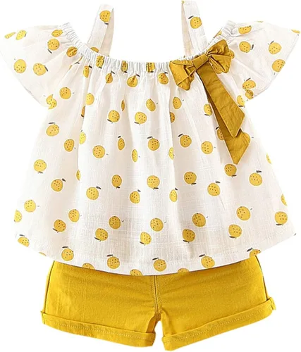 Hipea Ropa de verano para bebés y niñas pequeñas, camisola con volantes, lunares y pantalones cortos casuales, ropa para recién nacida