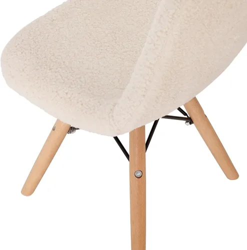 Miniatura 6 de Flash Furniture Zula - Silla moderna acolchada de piel de oveja sintética para niños, tapizado acolchado de piel de oveja sintética color blanco