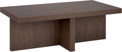 Miniatura 8 de Henn&Hart Mesa de centro rectangular de 44 pulgadas con pedestal de madera de bajo perfil para sala de estar, habitación familiar u oficina