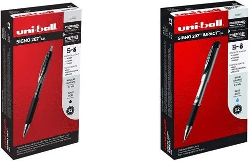 Uniball Signo 207 - Bolígrafos de gel (12 unidades) y bolígrafos de gel de impacto Signo 207 (paquete de 12)