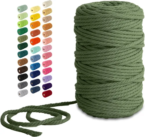 Miniatura 57 de Nook Theory - Cuerda de macramé de 3 mm, 220 yardas de cuerda de algodón, hilo de 4 mm y 5 mm, cuerda para manualidades, perfecta para colgantes