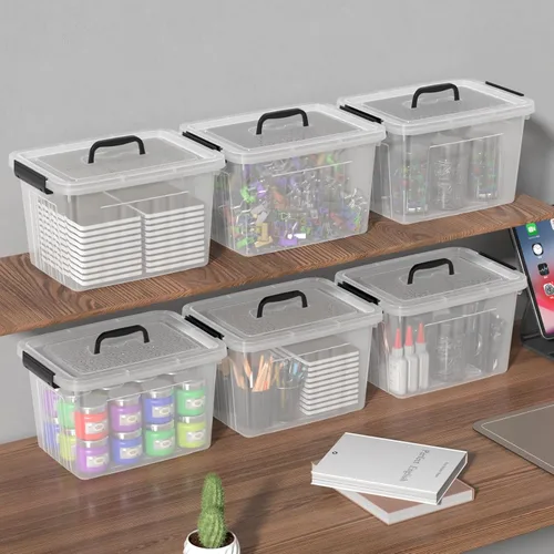 Miniatura 4 de Jekiyo Cajas de plástico con cierre de 12 cuartos de galón, contenedores de almacenamiento transparentes con tapas, paquete de 6