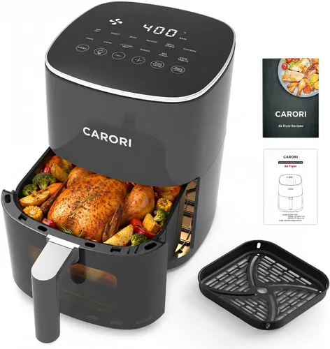 Miniatura 18 de CARORI Freidora de aire de 6 cuartos con ventana de visión, 12 preajustados, gran capacidad, 400 ℉ máximo crujiente, 1700 W comidas rápidas incluso