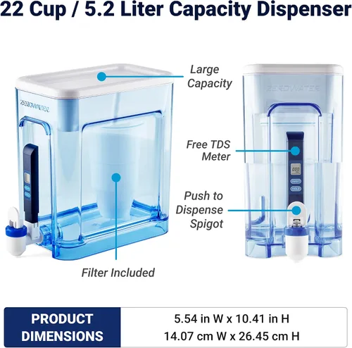Miniatura 6 de ZeroWater Filtro de repuesto oficial: sistema de filtración de agua de 5 etapas (paquete de 8) y dispensador de filtro de agua de 5 etapas listo