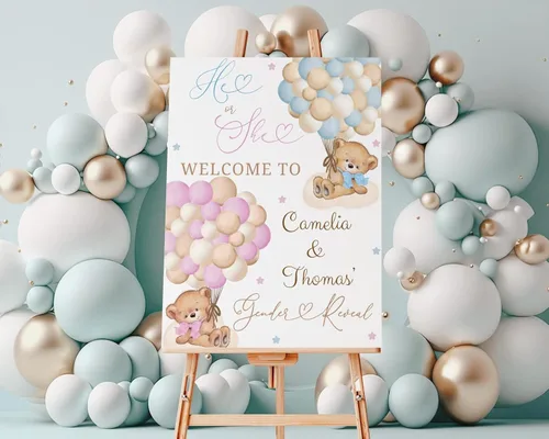 Miniatura 26 de Letrero de bienvenida de revelación de género de arco para niño o niña Versión #17