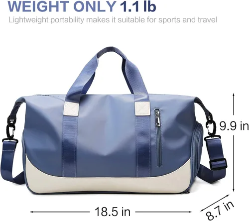 Miniatura 2 de Arouselove Bolsas de lona deportivas para mujeres y hombres, bolsa de gimnasio portátil con bolsillo húmedo y compartimento separado para zapatos