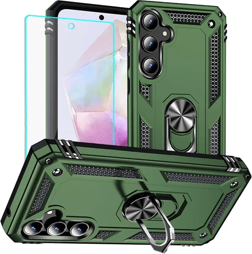 Miniatura 17 de Yiakeng Funda para Galaxy A32 5G, Samsung A32 5G, fundas protectoras de grado militar con anillo para Samsung Galaxy A32 5G (verde militar)
