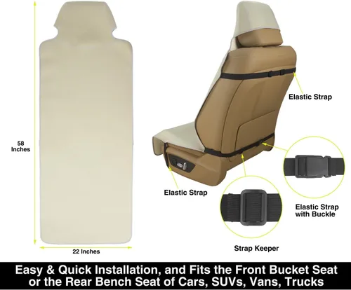 Miniatura 4 de VSHIELD Funda impermeable de neopreno para asiento de coche, protector de asiento antideslizante y a prueba de sudor, ajuste universal para asientos