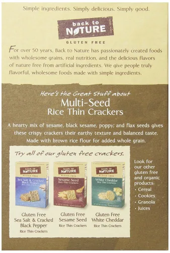 Miniatura 5 de Back to Nature Galletas sin gluten, arroz fino multisemilla, sin lácteos, sin OMG, hechas con harina de arroz integral de grano entero, aperitivos