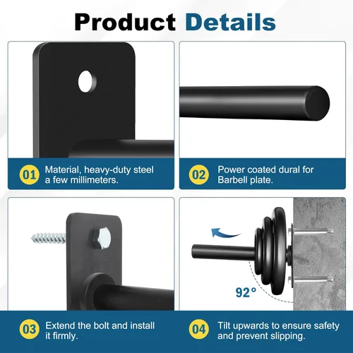 Miniatura 4 de EVERYMATE Soporte para placas de peso, soporte de placa de peso de montaje en pared para placas de parachoques, capacidad máxima de peso de 330
