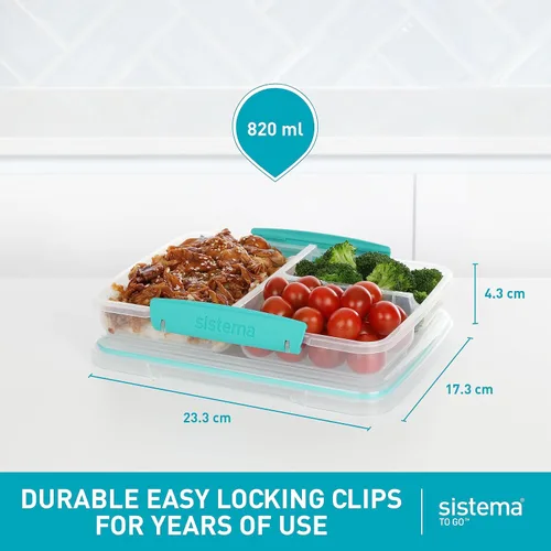 Miniatura 5 de Sistema Recipientes de almacenamiento de alimentos de 5 piezas con 3 compartimentos y tapas para preparación de comidas, aptos para lavavajillas