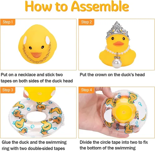 Miniatura 3 de wonuu Adornos de pato de goma para automóvil, decoración de tablero de automóvil con bonita diadema, anillo de natación, collar, gafas de sol