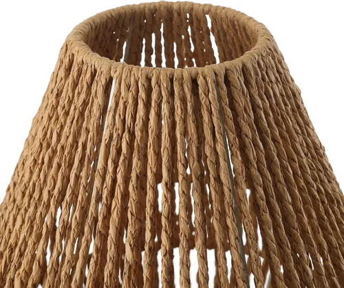 Miniatura 4 de Lámparas de mesa boho para dormitorio y sala de estar - Pequeñas linternas de canasta tejida natural con pantallas de cuerda de papel