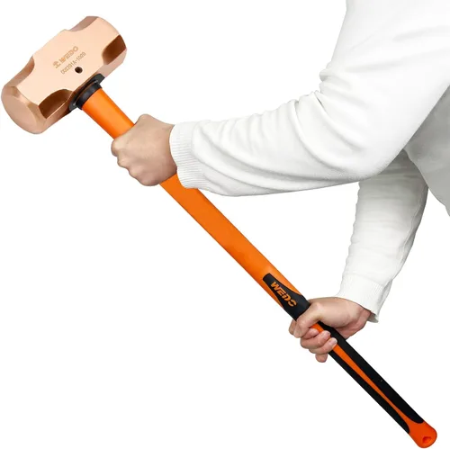Miniatura 24 de WEDO Juego de martillo de trineo de cobre de 3 piezas, 3 lb+4 lb+5 libras, mango de fibra de vidrio, forja, resistente a la corrosión, estándar DIN