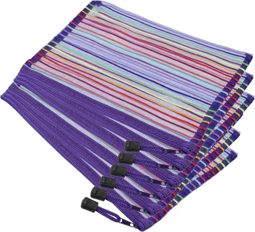 YOKIVE Paquete de 6 bolsas de malla para cosméticos, estuches de nailon A5 | Coloridas bolsas de maquillaje con cremallera para organizar viajes,