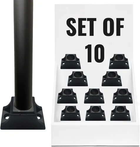 Miniatura 11 de Base plana para balaustrés delgada - para balaustres cuadrados de hierro de 1/2 pulgada - Juego de 10 (Negro satinado) - DH-SS2