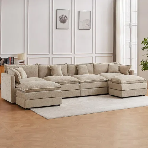 Miniatura 8 de Sofá modular seccional, juego de sofá en forma de L de 77 pulgadas con reposabrazos, cómodos sofás de nube de 2 plazas para sala de estar