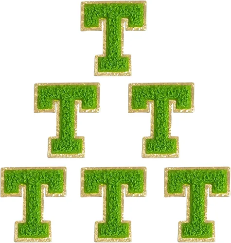 Miniatura 60 de 6 piezas de parches de letras de chenilla autoadhesivas, parches de letras preppy de 2 pulgadas para bolsos, ropa y sombreros, grandes pegatinas