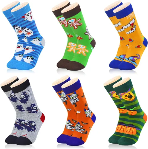 Dsia Zamur Calcetines para niños y niñas, paquete de 4 a 6 unidades + caja de regalo, novedosos calcetines de pantorrilla coloridos para niños de 2