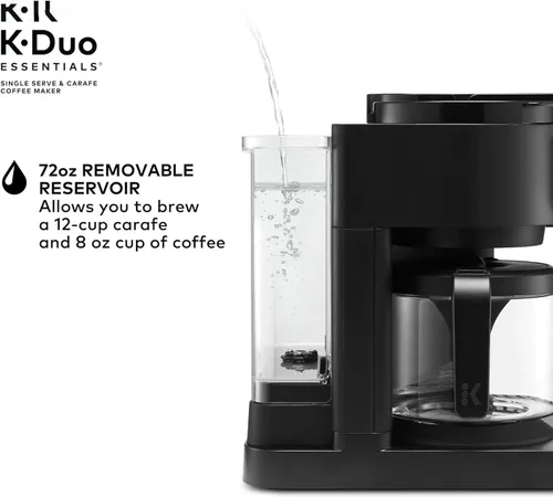 Miniatura 4 de K-Duo Essentials - Cafetera caliente y helada de una sola porción con jarra de vidrio de 12 tazas, prepara cápsulas KCup y posos de café, varios