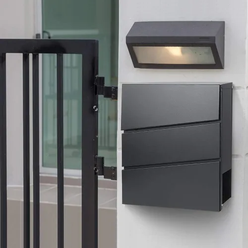 Miniatura 6 de Buzones con cerradura con llaves, buzón de correo montado en la pared al aire libre con gran capacidad, 14 3/10 x 4 1/10 x 13 pulgadas, negro